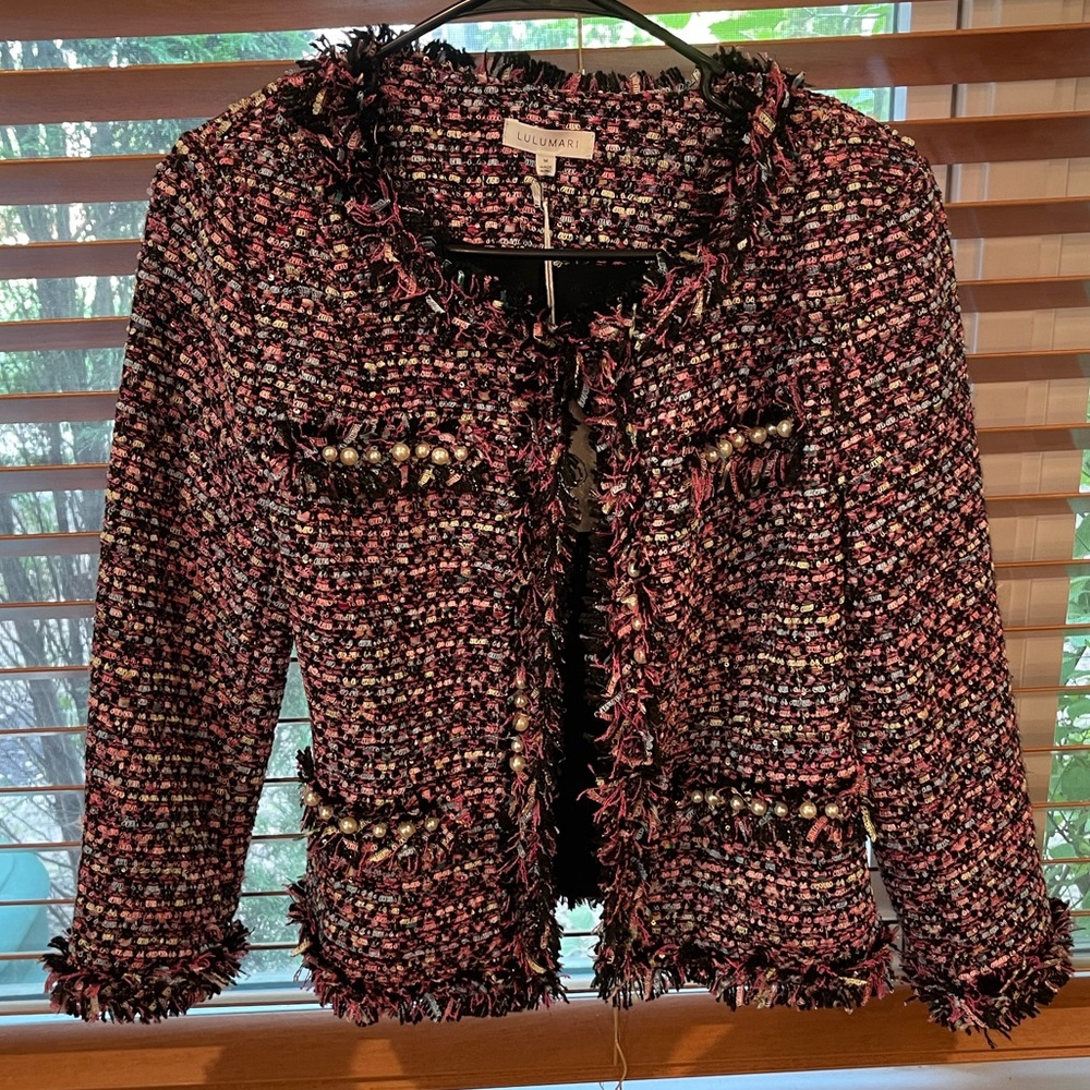 Colorful Blazer with Pearl Details